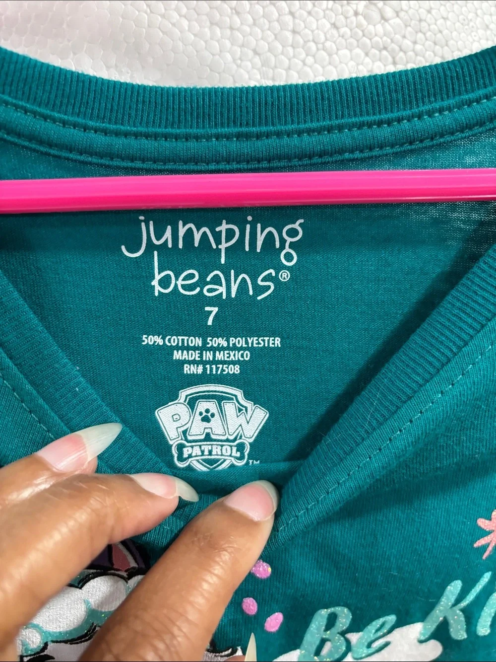 PAW Patrol Girls Teal 'Be Kind, Be True, Be You' Long Sleeve Tee size 7